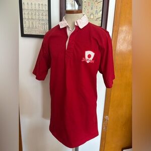 *VINTAGE: Cotton-blend JAPAN Sport Rugby Classics Polo Jersey SZ.M (RED/WHITE)